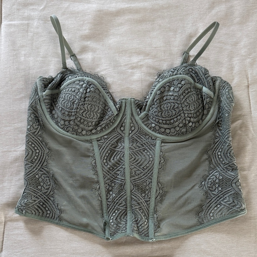 Garage Lace Bustier in Soft Green